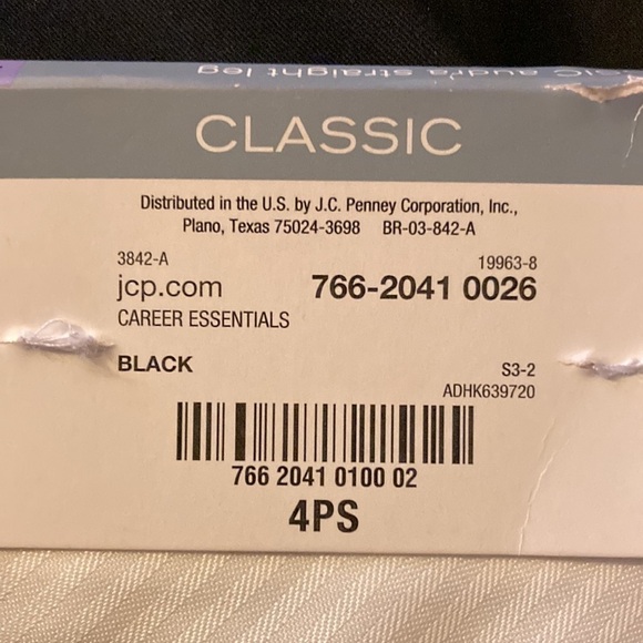 Liz Claiborne | Audra Black Career Pants Straight Leg 4 Petite Short - Picture 6 of 6